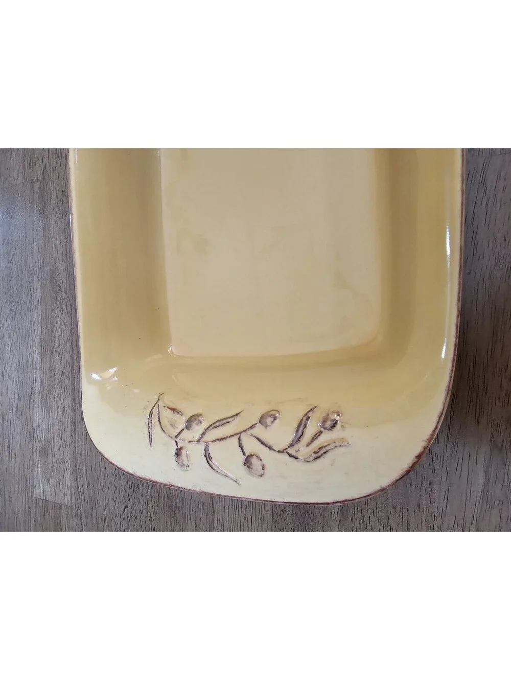 Cerutil Stoneware Mustard Yellow Olive Branch Casserole Baking Dish Portugal
